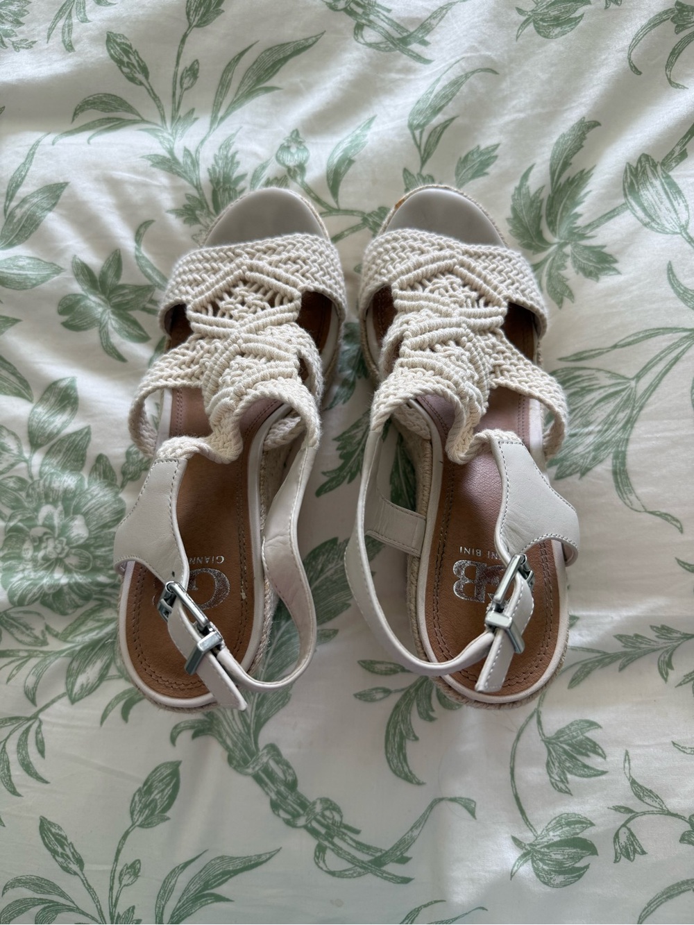 Size 8 Gianni Bini Women's Cream Braided Macrame Slingback Espadrille Sandals